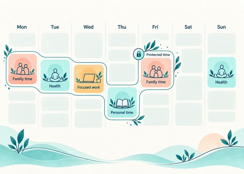 A week with family, health, focused work, and personal time locked in as protected time